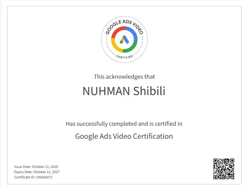 google ads video certificate